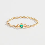 CABLE CHAIN LINK RING | 14K GOLD | EMERALD