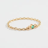 CABLE CHAIN LINK RING | 14K GOLD | EMERALD