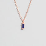 Single Blue Stone pendant on rose gold chain