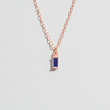 Single Blue Stone pendant on rose gold chain