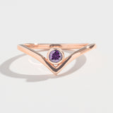 SOLITAIRE CHEVRON RING | 14K GOLD | AMETHYST