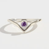 SOLITAIRE CHEVRON RING | 14K GOLD | AMETHYST