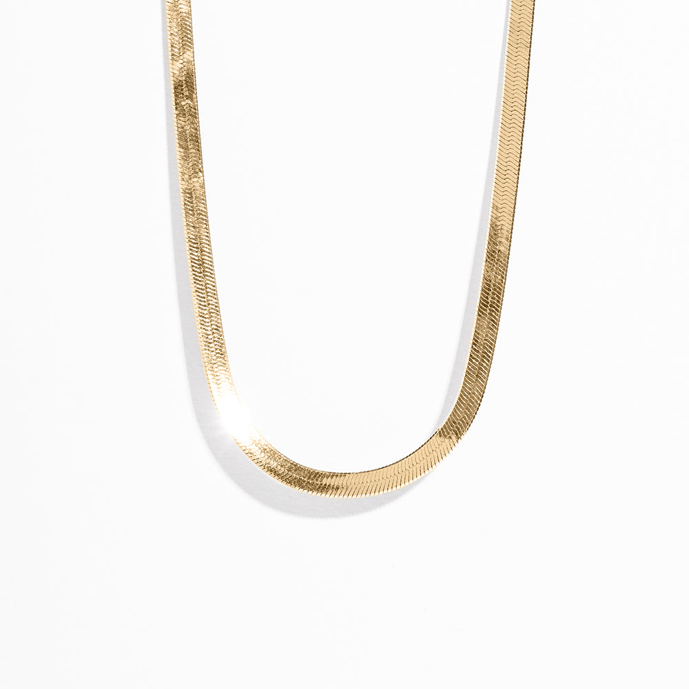 5mm Solid Gold Herringbone Chain Sterling Silver 14 Inch Gold