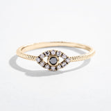 BLACK DIAMOND EVIL EYE RING | 14K GOLD