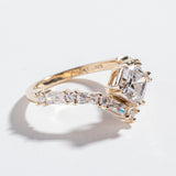 ASSCHER CUT CHEVRON BAND ENGAGEMENT RING