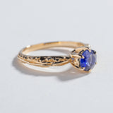 FACETED MATRIX SOLITAIRE ENGAGEMENT RING | 14K GOLD & TANZANITE