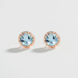 MATRIX HALO STUDS | 14K GOLD & AQUAMARINE
