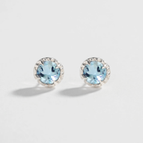 MATRIX HALO STUDS | 14K GOLD & AQUAMARINE