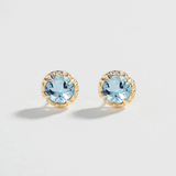 MATRIX HALO STUDS | 14K GOLD & AQUAMARINE