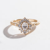 SALT AND PEPPER DIAMOND TEXTURED HALO ENGAGEMENT RING