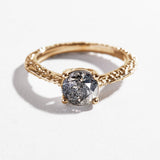 MESA SOLITAIRE ENGAGEMENT RING | 14K GOLD | SALT & PEPPER DIAMOND