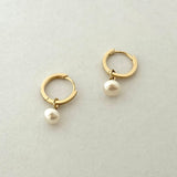 MINI PEARL CHARM HOOPS | 14K GOLD