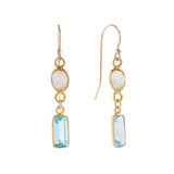 DANGLE EARRINGS MOONSTONE & BLUE TOPAZ | GOLD FILLED