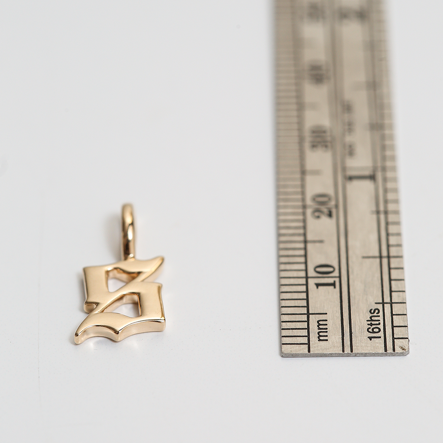 GOTHIC LETTER CHARM | 14K YELLOW GOLD