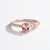 BALLERINA ENGAGEMENT RING | 14K GOLD | PINK MORGANITE & DIAMONDS