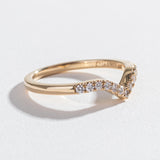 CURVED CHEVRON BAND | 14K GOLD & WHITE DIAMONDS