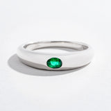 SINGLE GEM DOME RING | SILVER | EMERALD