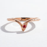 SNAKE CHEVRON RING | 14K GOLD, RUBY & WHITE DIAMONDS