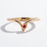 SNAKE CHEVRON RING | 14K GOLD, RUBY & WHITE DIAMONDS