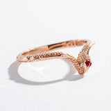 SNAKE CHEVRON RING | 14K GOLD, RUBY & WHITE DIAMONDS