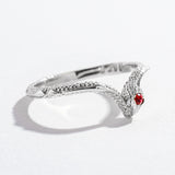 SNAKE CHEVRON RING | SILVER & RUBY