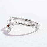 SNAKE CHEVRON RING | SILVER & RUBY