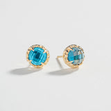 MATRIX HALO STUDS | 14K GOLD & SKY BLUE TOPAZ