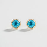 MATRIX HALO STUDS | 14K GOLD & SKY BLUE TOPAZ