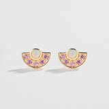 OPAL FAN STUDS | 14K GOLD & PINK SAPPHIRE