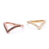 PAVE CHEVRON STACKING RINGS | 14k GOLD & WHITE DIAMOND - AngelaMonacojewelry