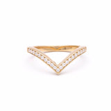 PAVE CHEVRON STACKING RINGS | 14k GOLD & WHITE DIAMOND - AngelaMonacojewelry