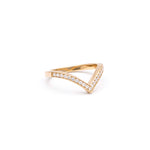 PAVE CHEVRON STACKING RINGS | 14k GOLD & WHITE DIAMOND - AngelaMonacojewelry