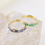 angela monaco jewelry philadelphia jeweler flow of life ring 14K yellow gold sapphire alternative wedding band