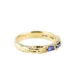 angela monaco jewelry philadelphia jeweler flow of life ring 14K yellow gold sapphire alternative wedding band