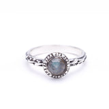 MATRIX HALO BEZEL RING | SILVER & LABRADORITE - AngelaMonacojewelry