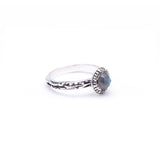 MATRIX HALO BEZEL RING | SILVER & LABRADORITE - AngelaMonacojewelry