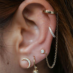 Angela Monaco Jewelry philadelphia chained ear cuff 14k yellow gold and white diamond