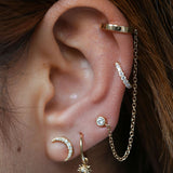 Angela Monaco Jewelry philadelphia chained ear cuff 14k yellow gold and white diamond