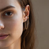 CHAINED EAR CUFF | 14K GOLD & WHITE DIAMOND