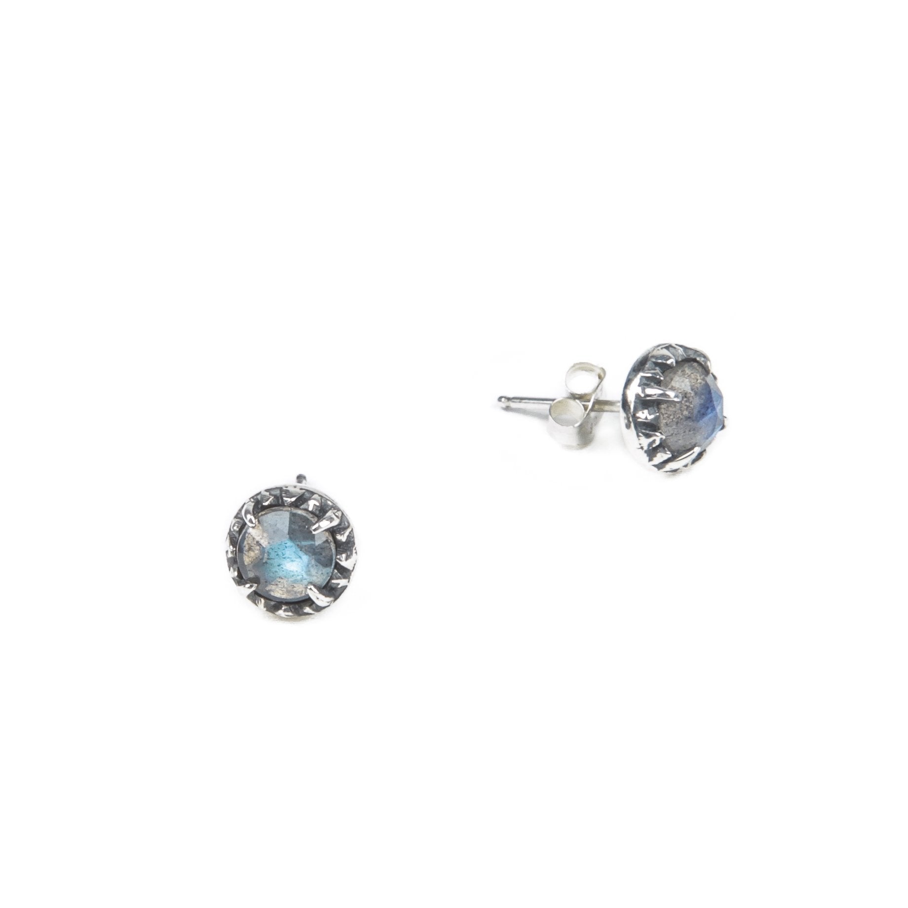 MATRIX HALO STUDS | SILVER & LABRADORITE - AngelaMonacojewelry
