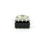 EAST WEST CROWN RING | SILVER & ONYX - AngelaMonacojewelry