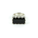 EAST WEST CROWN RING | SILVER & ONYX - AngelaMonacojewelry
