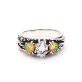 TRI-REALM MATRIX RING | SILVER, HERKIMER, & OPAL - AngelaMonacojewelry