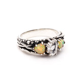 TRI-REALM MATRIX RING | SILVER, HERKIMER, & OPAL - AngelaMonacojewelry
