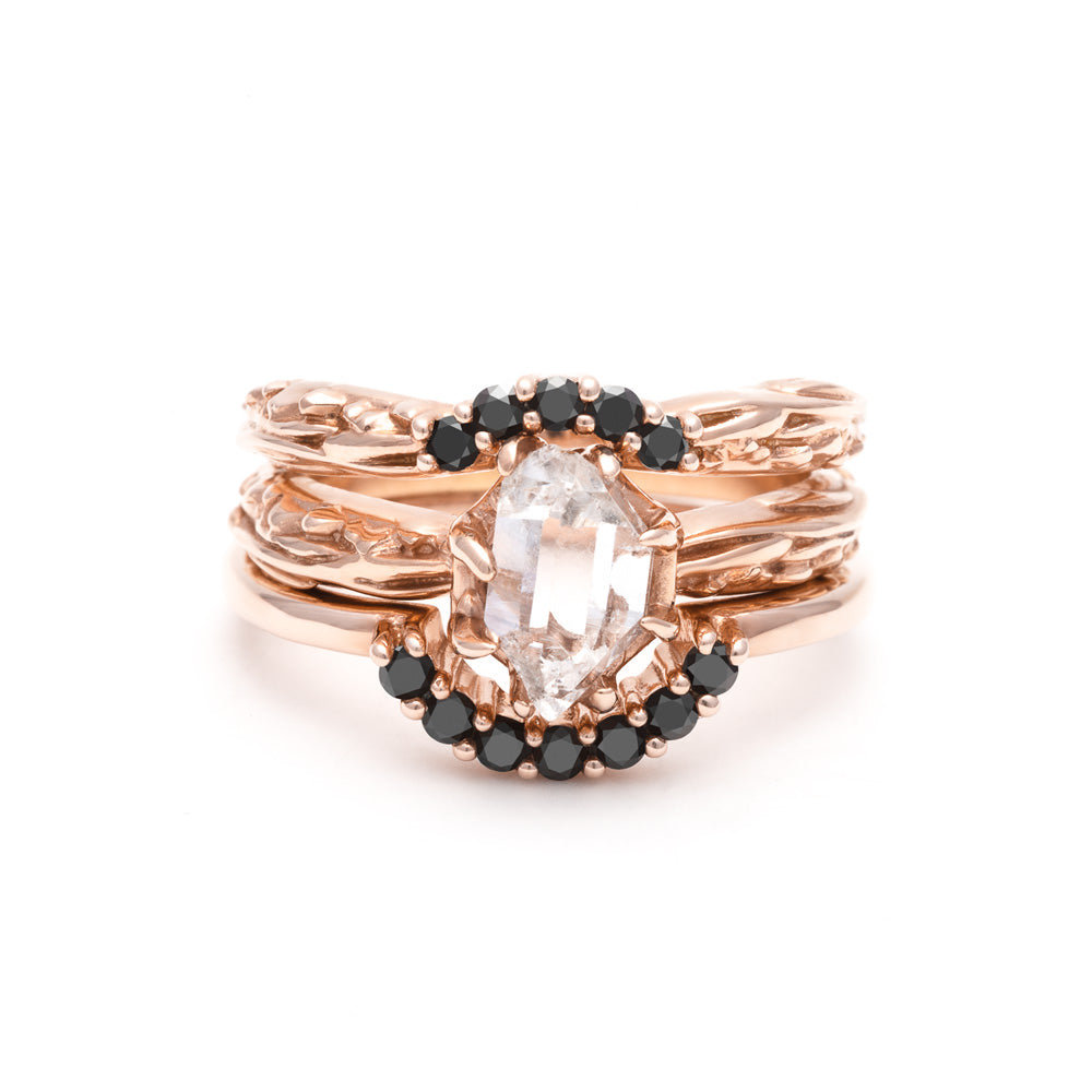 RAW SOLITAIRE UNION (No. 05) | ROSE GOLD & BLACK DIAMOND - AngelaMonacojewelry