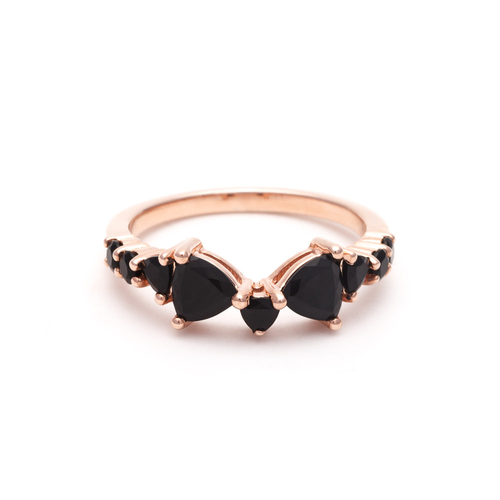 TRILLION PRAXIS CONTOUR BAND | ROSE GOLD & ONYX - AngelaMonacojewelry