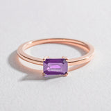 SOLITAIRE EAST WEST RING | 14K GOLD & AMETHYST