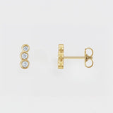 BEZEL SET THREE STONE STUDS | 14K | NATURAL DIAMOND
