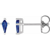PRONG SET KITE-CUT BLUE SAPPHIRE STUDS | 14K