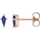 PRONG SET KITE-CUT BLUE SAPPHIRE STUDS | 14K